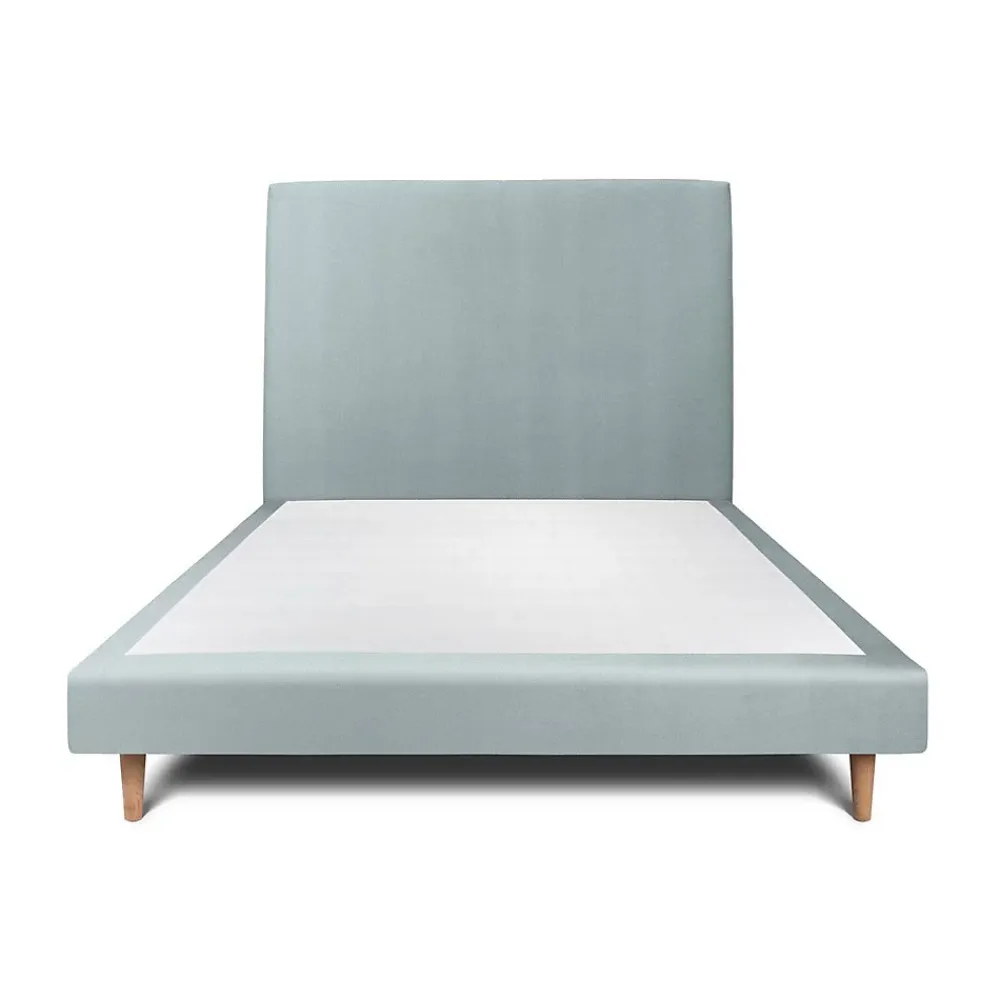 Sommeil De Plomb Lit avec tête de lit tapissier velours et sommier tapissier - Lit en bois massif* Lit Double
