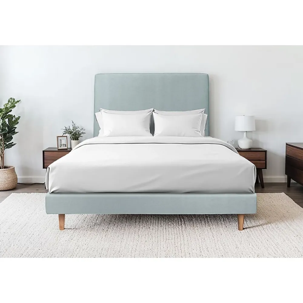 Sommeil De Plomb Lit avec tête de lit tapissier velours et sommier tapissier - Lit en bois massif* Lit Double