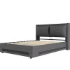 Blackcolors Lit baldaquin velours 160x200 cm, tête de lit élégante, ports USB-C, LED ambiance, rangement - moderne* Lit Coffre