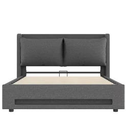 Blackcolors Lit baldaquin velours 160x200 cm, tête de lit élégante, ports USB-C, LED ambiance, rangement - moderne* Lit Coffre