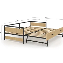 Lit banquette 90 x 190 cm DETROIT convertible 180 x 190 cm style industriel><noscript><img width=