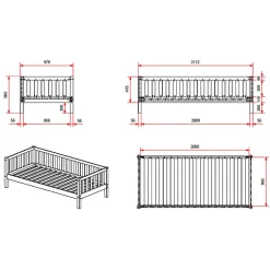 Lit banquette 90x200 sommier et tiroir de lit inclus Vipack Fritz - Blanc><noscript><img width=