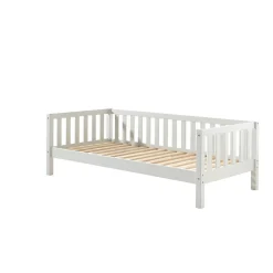Lit banquette 90x200 sommier et tiroir de lit inclus Vipack Fritz - Blanc><noscript><img width=