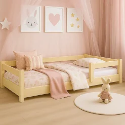 Kobi Lit bas Nordi 160x80 - Montessori bois naturel, lit enfant avec barreaux*Enfant Lit Enfant