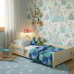 Kobi Lit bas Nordi 160x80 - Montessori bois naturel, lit enfant avec barreaux*Enfant Lit Enfant