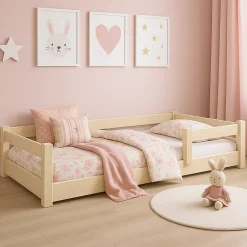 Kobi Lit bas Nordi 200x90 - Montessori bois naturel, lit enfant avec barreaux*Enfant Lit Enfant