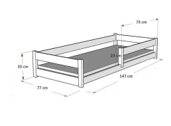 Lit bas Nordi 140x70 - Montessori bois naturel, lit enfant avec barreaux><noscript><img width=
