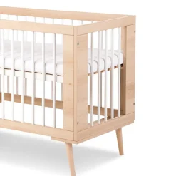 Lit Bébé à Barreaux Avec Sommier Réglable Style Scandinave 120x60 Hêtre><noscript><img width=