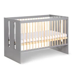Lit Bébé Enfant évolutif à Barreaux Avec Sommier Réglable Gris / Bois 120x60 Cm>Little Sky Clearance