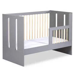 Lit Bébé Enfant évolutif à Barreaux Avec Sommier Réglable Gris / Bois 120x60 Cm><noscript><img width=