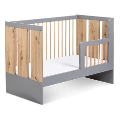 Lit Bébé Enfant évolutif à Barreaux Avec Sommier Réglable Bois / Gris 120x60 Cm><noscript><img width=