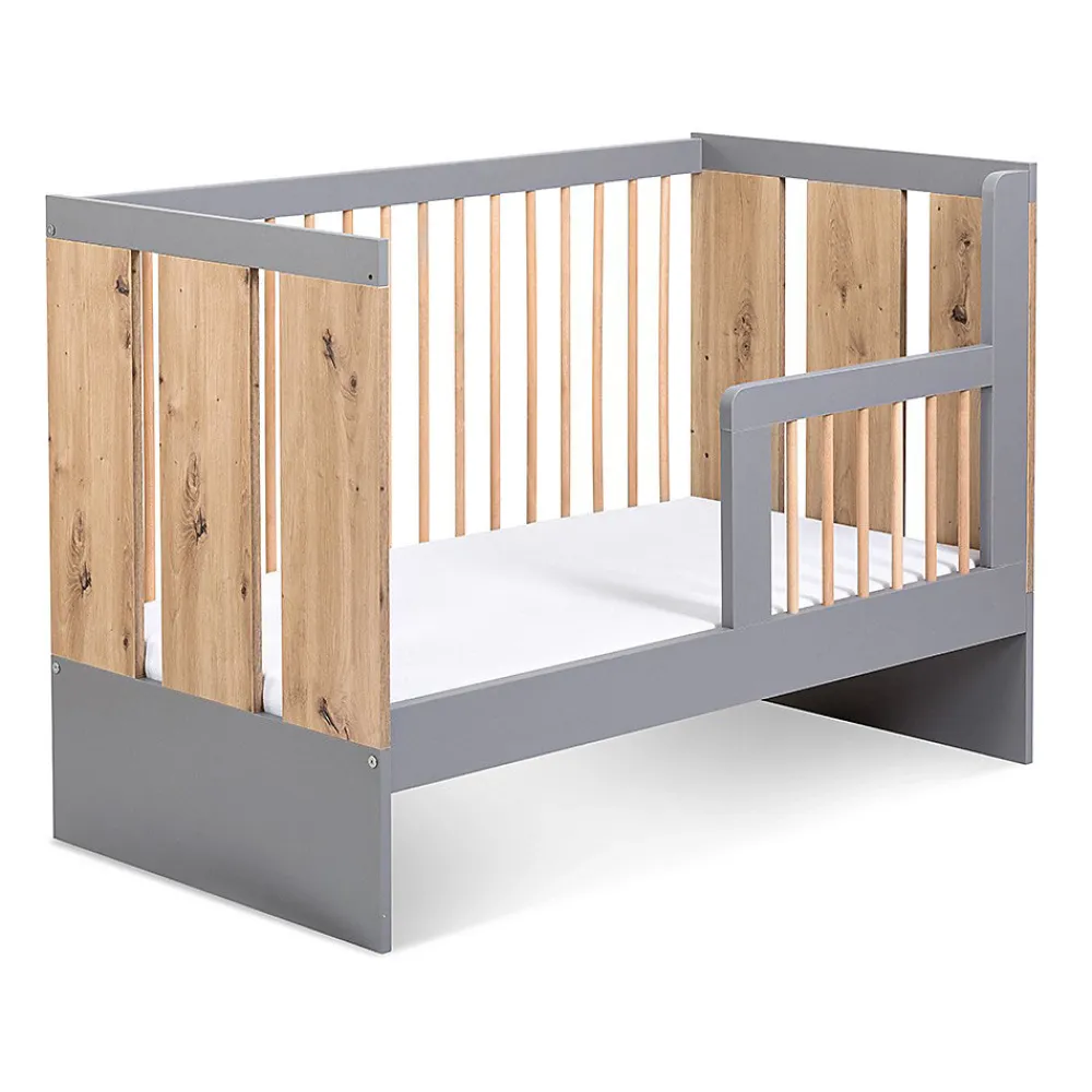 Lit Bébé Enfant évolutif à Barreaux Avec Sommier Réglable Bois / Gris 120x60 Cm>Little Sky Best