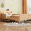Redom Lit bois massif quatre vingt dix par deux cents avec USB Type C lampe LED tete rangement lit simple fonctionnelle bois* Sommier