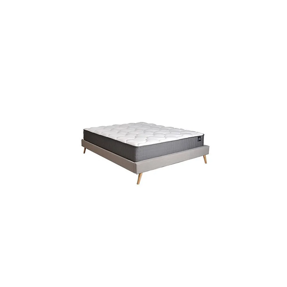 Weber Industries Lit BOREA 160x200 tissu + 1 sommier + 1 matelas CARLTON / Gris Clair* Lit Double