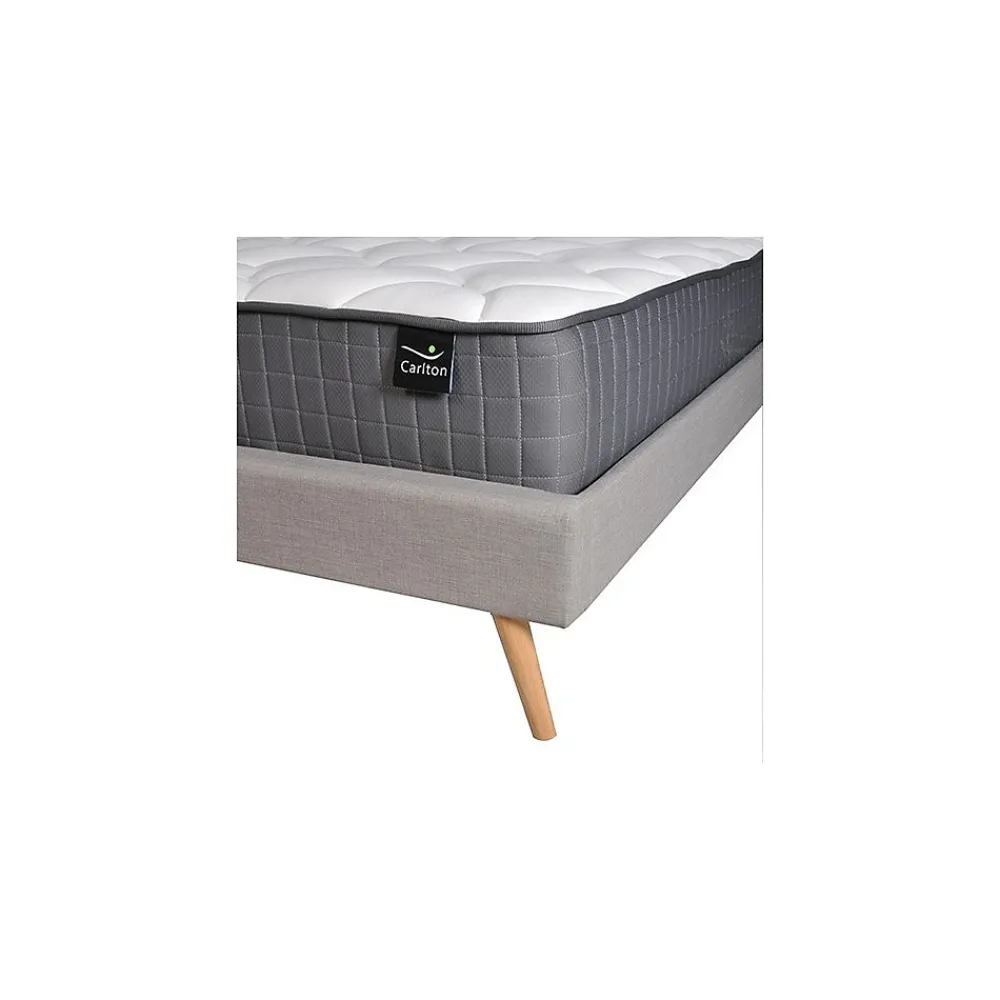 Weber Industries Lit BOREA 160x200 tissu + 1 sommier + 1 matelas CARLTON / Gris Clair* Lit Double