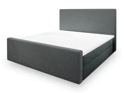 Masseno Lit Boxspring ALORIA 160X200 CM POSO 60 + PAROS 06, Gris, Lit avec matelas et rangement* Ensemble Sommier Et Matelas
