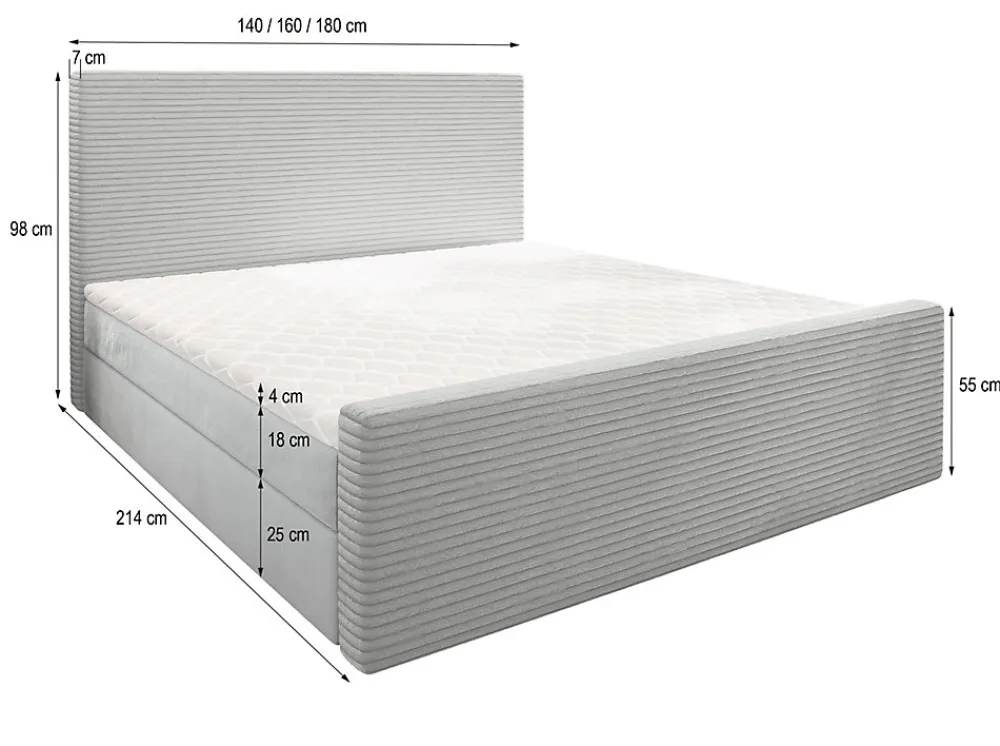Lit Boxspring ALORIA 160X200 CM POSO 02 + PAROS 02, Beige, Lit avec matelas et rangement>Masseno Sale