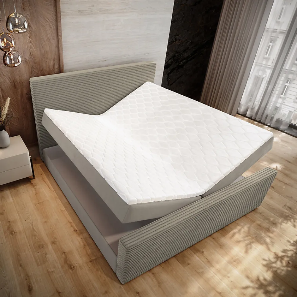 Lit Boxspring ALORIA 160X200 CM POSO 02 + PAROS 02, Beige, Lit avec matelas et rangement>Masseno Sale