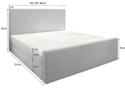 Lit Boxspring ALORIA 180X200 CM POSO 60 + PAROS 06, Gris, Lit avec matelas et rangement><noscript><img width=