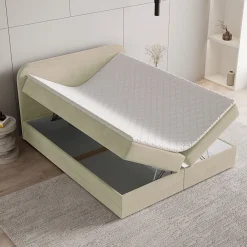 Lit Boxspring ARMEL 180X200 CM MONOLITH 04, Crème, Lit avec matelas et rangement><noscript><img width=
