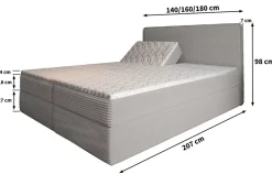 Masseno Lit Boxspring ASTOR 140X200 CM LINCOLN 29, Marron, Lit avec matelas et rangement* Ensemble Sommier Et Matelas