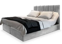 Lit Boxspring BARINO 140X200 CM PAROS 05, Gris clair, Lit avec matelas et rangement>Masseno Discount
