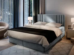 Lit Boxspring BRES 160X200 CM CASABLANCA 14, Gris clair, Lit avec matelas et rangement>Masseno Hot