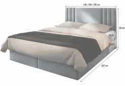 Lit Boxspring BRES 160X200 CM CASABLANCA 14, Gris clair, Lit avec matelas et rangement><noscript><img width=