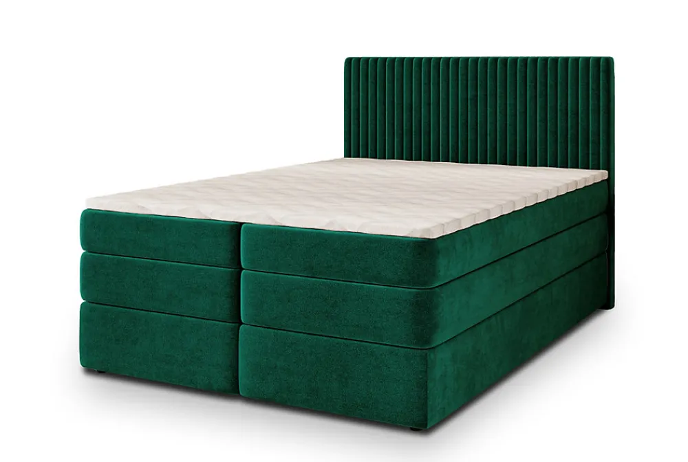 Lit Boxspring FELBIO 160X200 CM KRONOS 19, Vert foncé, Lit avec matelas et rangement>Masseno Hot