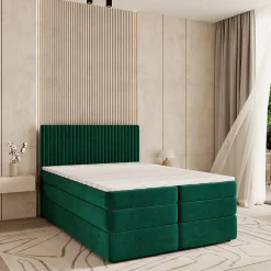 Lit Boxspring FELBIO 160X200 CM KRONOS 19, Vert foncé, Lit avec matelas et rangement>Masseno Hot