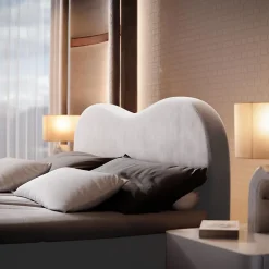 Masseno Lit Boxspring FLUVIA 140X200 CM MONOLITH 84, Gris clair, Lit avec matelas et rangement* Ensemble Sommier Et Matelas