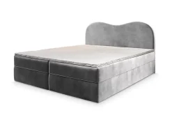 Masseno Lit Boxspring FLUVIA 140X200 CM MONOLITH 84, Gris clair, Lit avec matelas et rangement* Ensemble Sommier Et Matelas