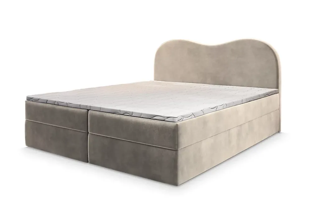Masseno Lit Boxspring FLUVIA 180X200 CM MONOLITH 04, Crème, Lit avec matelas et rangement* Ensemble Sommier Et Matelas