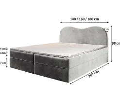 Masseno Lit Boxspring FLUVIA 180X200 CM MONOLITH 04, Crème, Lit avec matelas et rangement* Ensemble Sommier Et Matelas