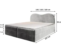 Lit Boxspring FLUVIA 140X200 CM MONOLITH 77, Bleu, Lit avec matelas et rangement><noscript><img width=