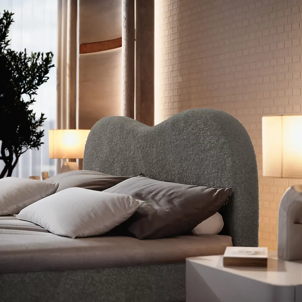 Masseno Lit Boxspring FLUVIA 160X200 CM NOW OR NEVER 92, Gris, Lit avec matelas et rangement* Ensemble Sommier Et Matelas