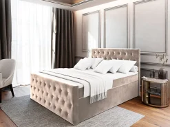 Lit Boxspring FONDI 180X200 CM CASABLANCA 04, Beige, Lit avec matelas et rangement>Masseno Clearance