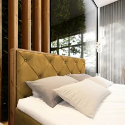 Lit Boxspring FOSCO 140X200 CM KRONOS 01, Jaune, Lit avec matelas et rangement><noscript><img width=