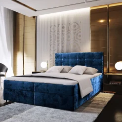 Lit Boxspring GLOS 180X200 CM KRONOS 09, Bleu, Lit avec matelas et rangement>Masseno Clearance