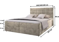 Lit Boxspring GLOS 180X200 CM KRONOS 09, Bleu, Lit avec matelas et rangement><noscript><img width=