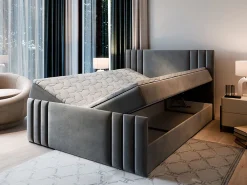 Lit Boxspring KANES 180X200 CM CASABLANCA 13, Bleu, Lit avec matelas et rangement><noscript><img width=