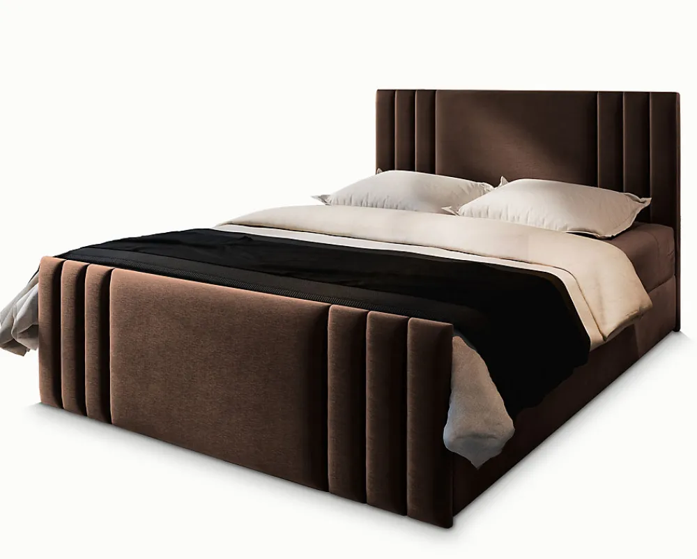Lit Boxspring KANES 180X200 CM CASABLANCA 08, Marron, Lit avec matelas et rangement>Masseno Sale