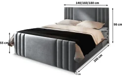 Lit Boxspring KANES 180X200 CM CASABLANCA 08, Marron, Lit avec matelas et rangement><noscript><img width=