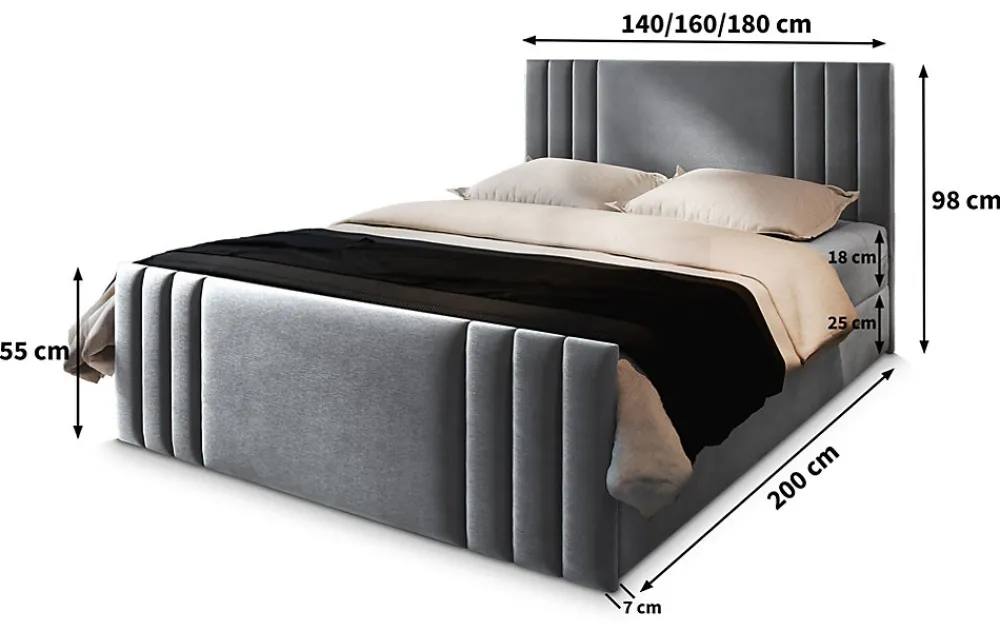Lit Boxspring KANES 180X200 CM CASABLANCA 08, Marron, Lit avec matelas et rangement>Masseno Sale