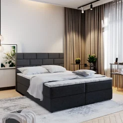 Lit Boxspring KERLO 160x200 CM INARI 100, Noir, Lit avec matelas et rangement>Masseno New