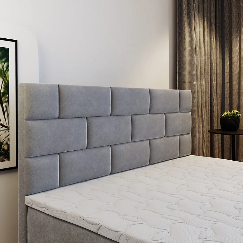 Masseno Lit Boxspring KERLO 160X200 CM COSMIC 160, Gris, Lit avec matelas et rangement* Ensemble Sommier Et Matelas