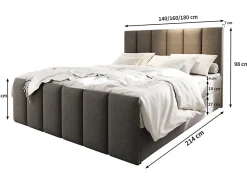 Lit Boxspring LAGO 180X200 CM SAWANA 21, Gris clair, Lit avec matelas et rangement><noscript><img data-lazyloaded=