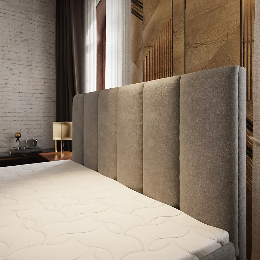 Masseno Lit Boxspring LAGO 140X200 CM SAWANA 16, Marron, Lit avec matelas et rangement* Ensemble Sommier Et Matelas