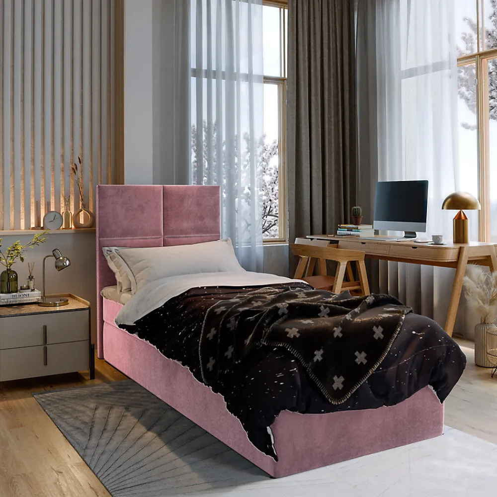 Lit Boxspring LENA 80 80X200 CM KRONOS 27, Rose, Lit avec matelas et rangement>Masseno Outlet