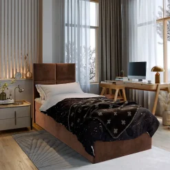 Lit Boxspring LENA 100 100X200 CM KRONOS 06, Marron, Lit avec matelas et rangement>Masseno